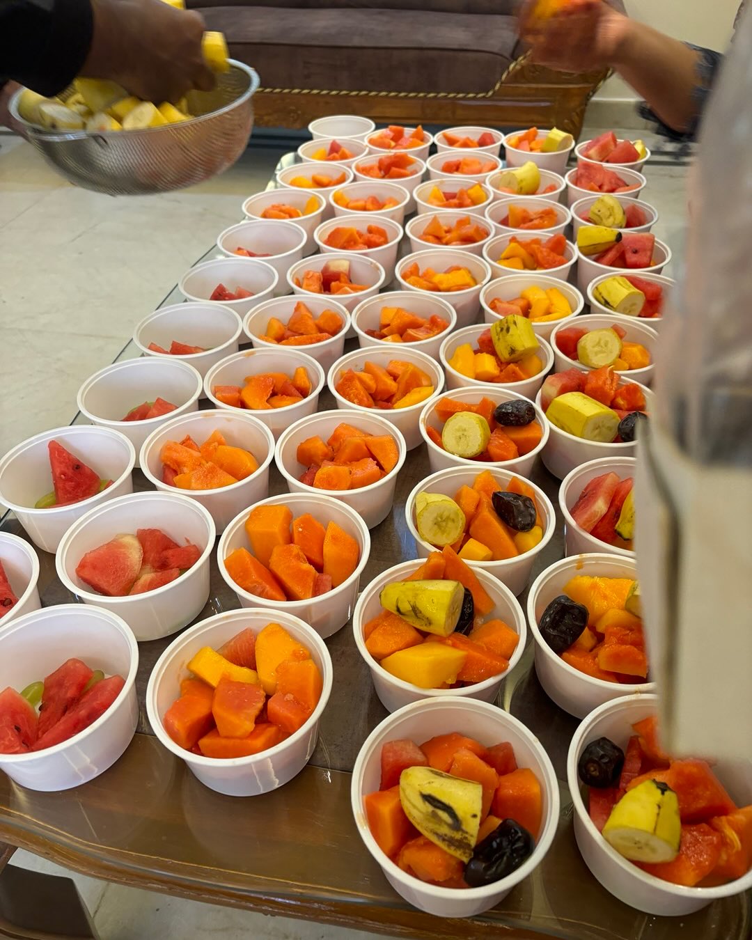 Volunteers preparing supplies for a program